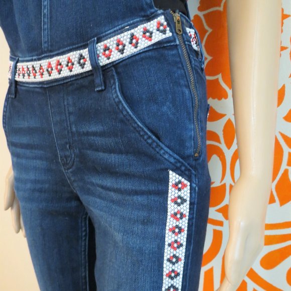 Abercrombie & Fitch Denim Beaded Fitted Overalls - Picture 2 of 3